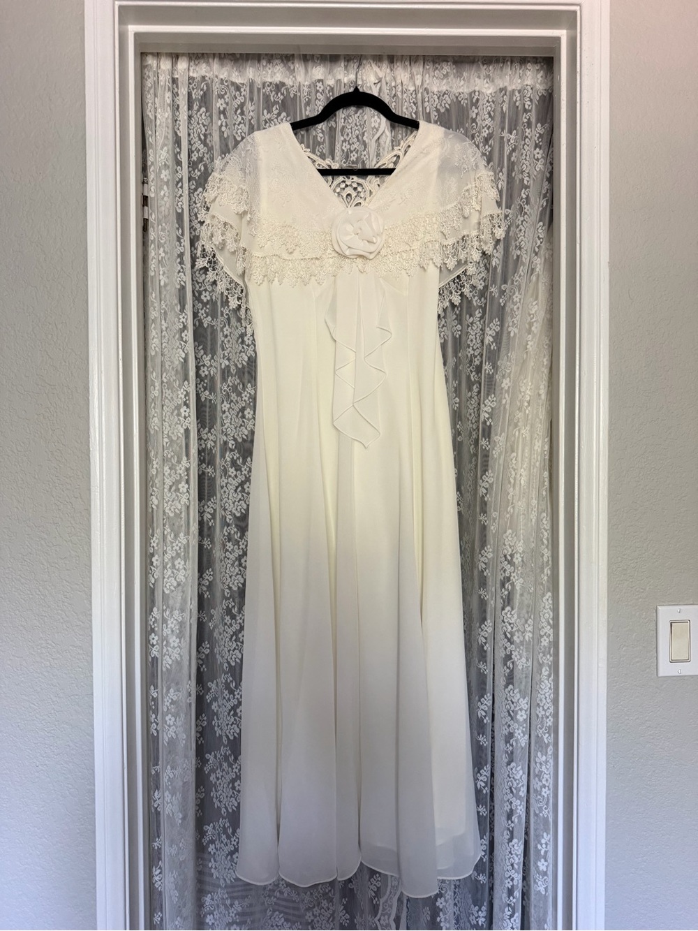 Scott McClintock Cream Lace-Accent Wedding Dress